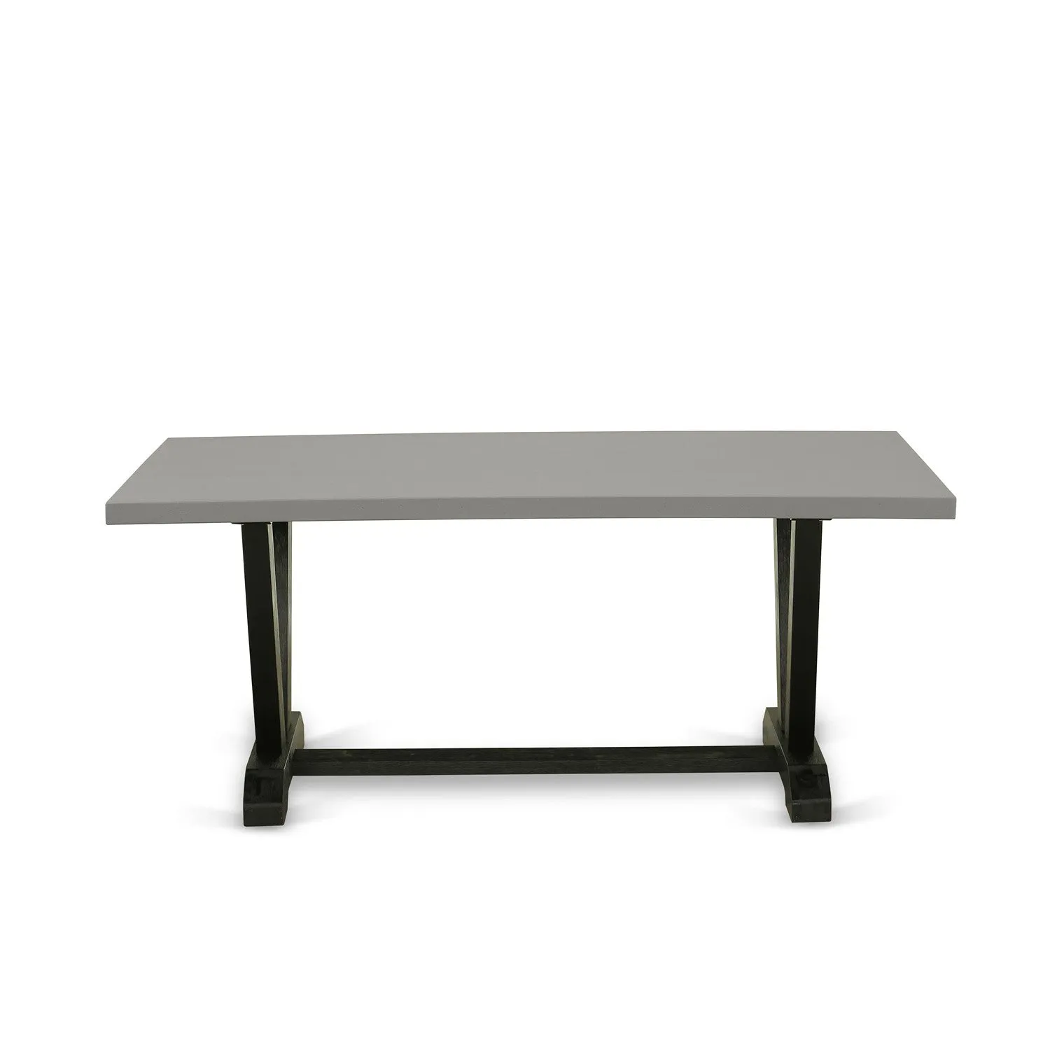East West Furniture V697GA124-7 7 Piece Dining Table Set Consist of a Rectangle Dining Room Table with V-Legs and 6 Black Linen Fabric Parsons Chairs, 40x72 Inch, Multi-Color